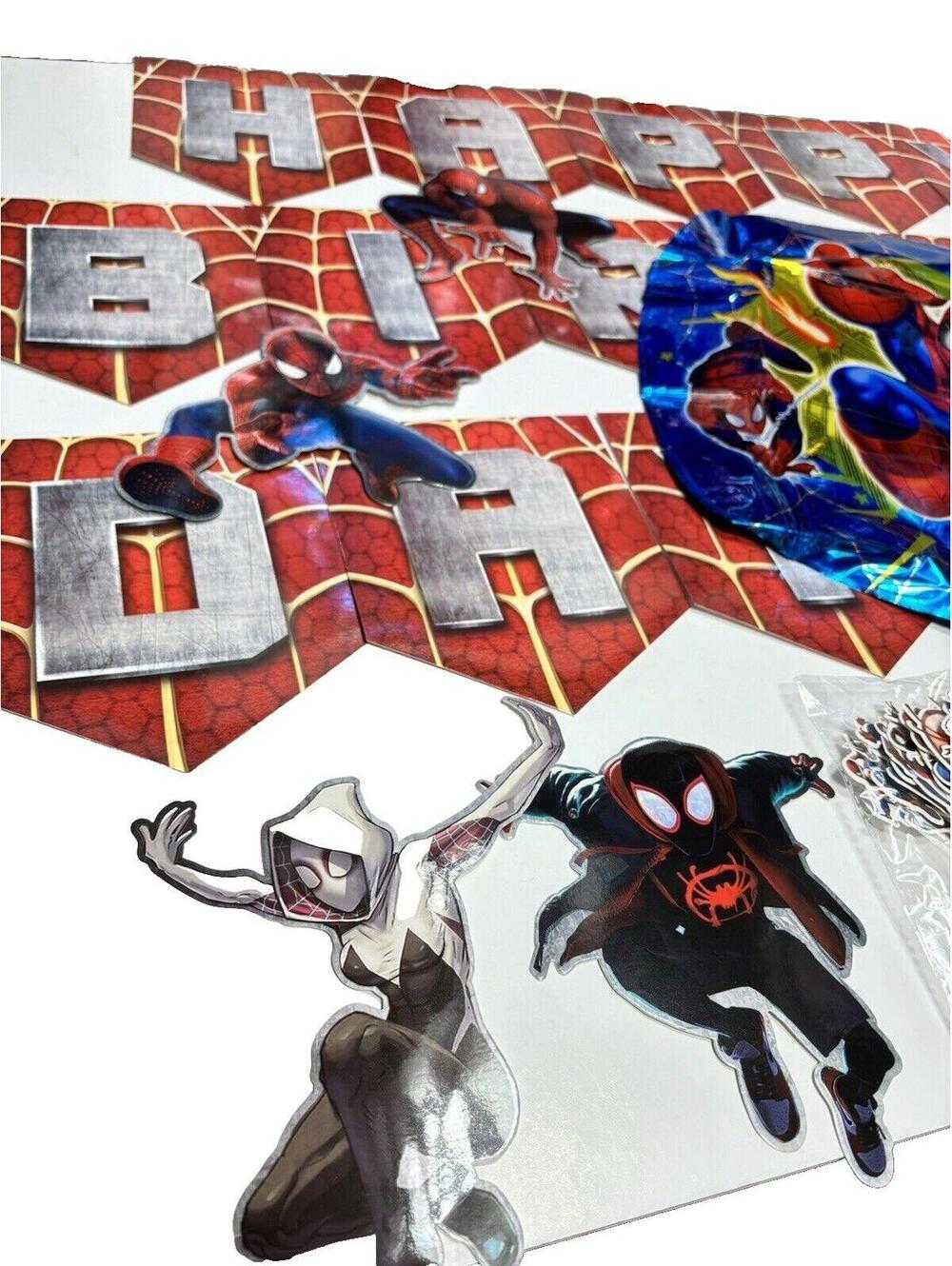 Spider-Man Birthday Party Decorations Set Banner Foil Balloons Cupcake Picks New - Picture 7 of 13